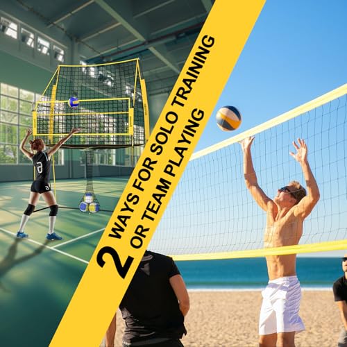 Volleyball Training Net, Portable Adjustable Trainer for Serving Spiking & Setting – 3-in-1 Height Settings for Kids Teens & Adults, Sturdy Steel Frame for Backyard Beach Gym Indoor/Outdoor Practice