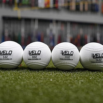 VELOBall - Hitting Plyometric Baseballs (4 Balls) - Improve Swing Strength & Mechanics - Weighted Baseball Training & Batting Practice - 4 Balls Included: 5oz; 8oz; 11oz &14oz