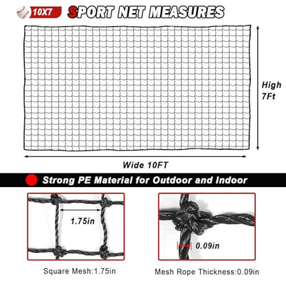 Baseball Softball Backstop Nets,Sports Net,Sports Netting Barrier,Sports Netting for Backyard,Twisted Knotted PE Net - style: 10X7FT