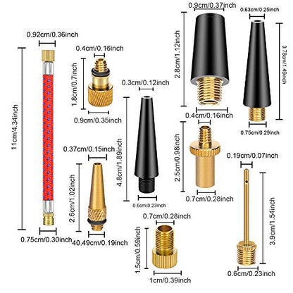 21PCS Brass Presta Schrader Valve Adapter Tools, Ball Pump Needle, Bike Tire Pump Accessories Fit for Gym Balloon Toy