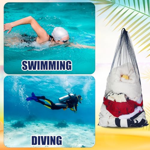 6 Pcs large Mesh Bag 24 x 48 inch Ball Mesh Drawstring Storage Sports Equipment Bag for Balls Beach - color: Blue