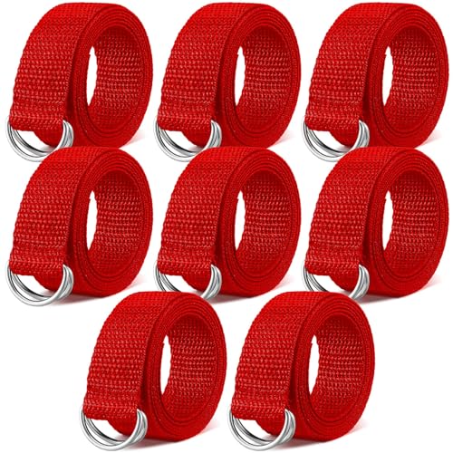 Web Football Belt 52 Inches Football Pants Belt D Ring Belts for Men Women Youth Boys Kids Girls - color: Red