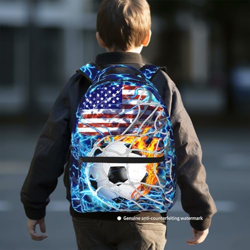 Soccer Backpack for Boys School Backpack for Kids Children Teens Elementary Middle School - Students Bookbag Ages 6-18, Waterproof Adjustable Soccer Bookbag Travel Daypack - color: Soccer