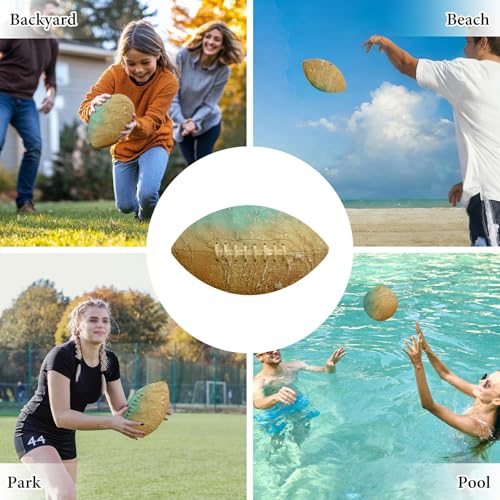 American Football, Official Size 11.9 x 7.3 Inch, Premium Composite Leather High-Grip Ball with Pro-Style Lacing, Unique Prints for Training, Games & Gifts - color: Sea Beach