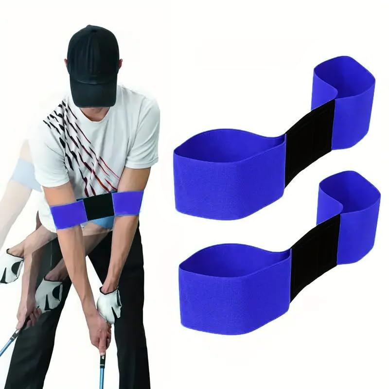 2 Pack Golf Swing Arm Band Golf Swing Training Aid Elastic Swing Correcting Trainer Band for Golfers Beginners Arm