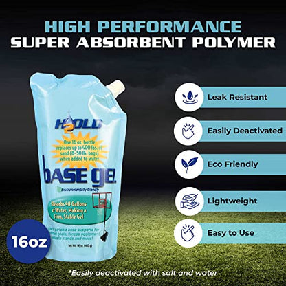 BaseGel Polymer for Basketball Goal and Outdoor Indoor Sign Hoops Bases, Perfect Replacement for Sand and Sandbags to Anchor Portable Sports Pools Baskets, Easy to Use and Apply with Water, 16 oz
