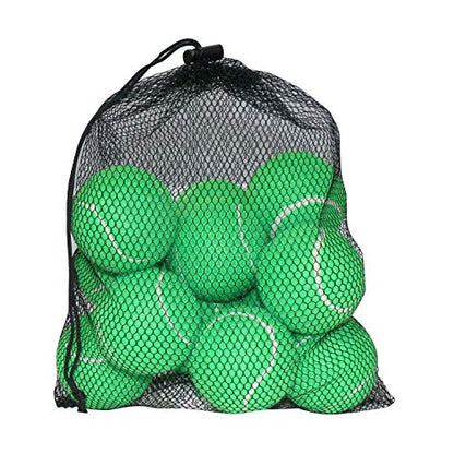 URBEST Tennis Ball 12 Packs Training Tennis Balls Practice Balls for Novice Player, Pet Dog Playing Balls with Mesh Carry Bag - color: Light Green