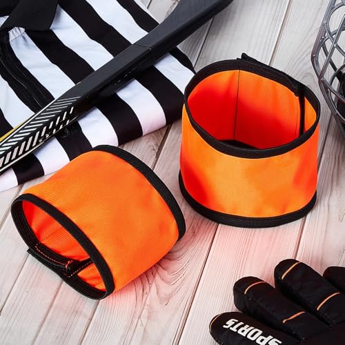 Taiyin 4 Pcs Ice Hockey Referee Arm Bands Orange Elastic Armband for Distinguish with Linesman