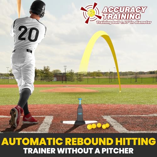 Portable Hitting Tee for Baseball & Softball, Adjustable Height Up to 40 Inches Baseball Pitching Machines with 12 Balls for Swing Practice Without a Pitcher Hitting, Batting Tee Training Equipment