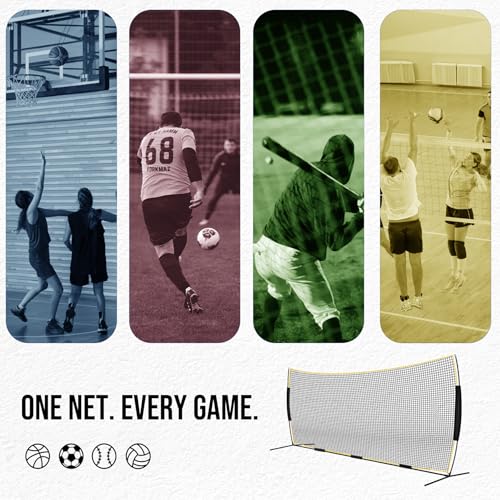 Barricade Backstop Net, 12x9 ft/ 16x10 ft/ 20x10 ft Ball Stop Netting with Carry Bag & Ground Stakes, Quick Setup, Portable, Perfect for Lacrosse, Baseball, Basketball, Soccer - size: 20x10 ft