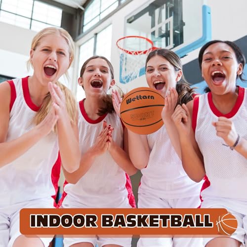 Wettarn Rubber Training Basketball with Pump Street Ball Made for Teens Adults Indoor and Outdoor Game Gym Training Competition Basketball Games - size: Size 4