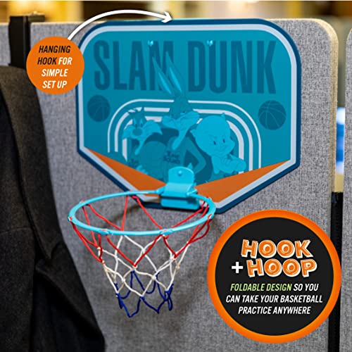 Paladone Looney Tunes Space Jam Over the Door Mini Basketball Hoop Indoor Sports Toys for Boys and Girls, Office, Dorm, and Teen Boy Room Accessories