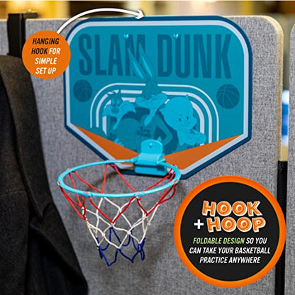 Paladone Looney Tunes Space Jam Over the Door Mini Basketball Hoop Indoor Sports Toys for Boys and Girls, Office, Dorm, and Teen Boy Room Accessories