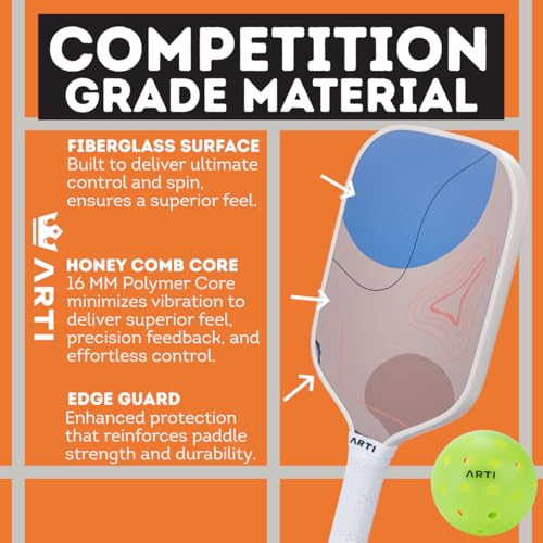 ARTI Pickleball Paddles Set of 2-USAPA Approved Fiberglass Surface Pickleball Set,2 Pickleball Rackets, 4 Balls and 1 Portable Carry Bag - color: Horizon Duo