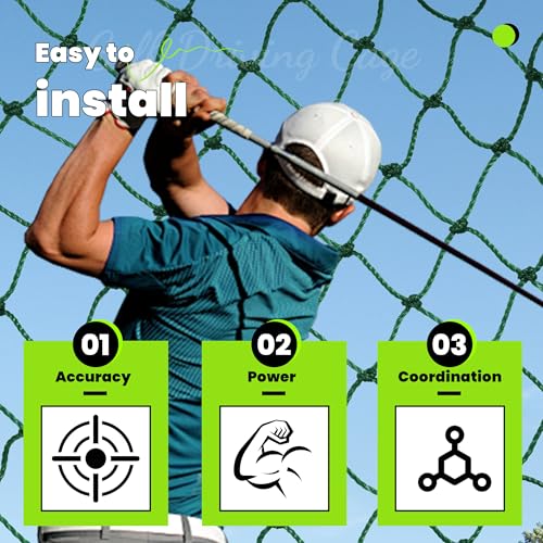 KUAFU Golf Driving Cage 10x10x10ft Golf Practice Cage Hitting Cage with Steel Frame Golf Nets Backyard for Full Swing and Chipping Practice Indoor or Outdoor, green、black, BL3100