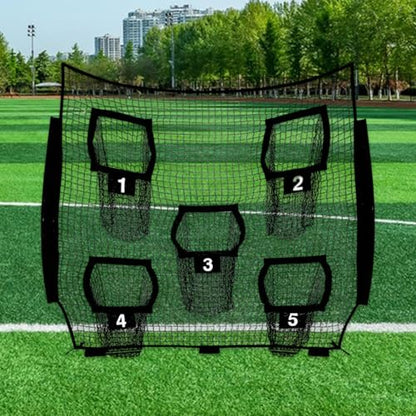 Football Throwing Net Baseball Practice Net Portable Sturdy Stable Sports Equipment with 5 Target for Football Playground