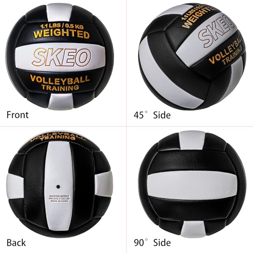 SKEO Training Volleyball Weighted 1.1 LBS Heavy Ball Official Size 5, for Outdoor Indoor, Softy Composite Leather Delivers Authentic Feel Natural Bounce (Deflated)