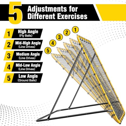 Baseball Rebound Net,Multi-Sports Pitching Rebound Net, 5 Adjustable Angles for Volleyball and Football Training