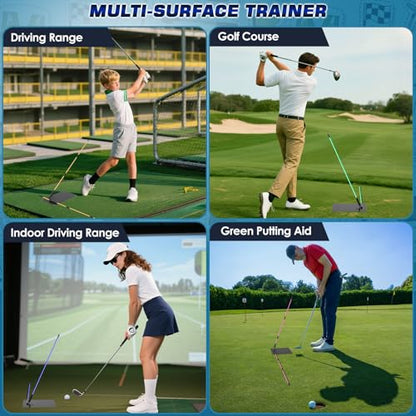 Pro Golf Alignment Sticks Holder – Adjustable Swing Plane Trainer with Weighted Base | Golf Training Aid for Swing Path, Putting & Aiming (Black Easy) - Not Included Alignment Sticks
