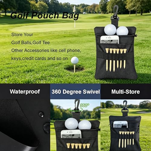 Golf Tee Pouch Bag, Zipper Golf Ball Bag, Accessory Pouch for Men - color: Black