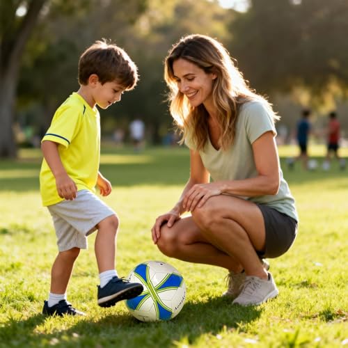 Aoneky Soccer Ball with Pump - color: 1 Pack with 1 Pump - White/Blue/Green, size: 3