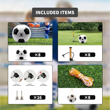 8 Pcs Soccer Ball Bulk with Pump Needles, Size 5 Sport Soccer Ball Training Ball for Adult Soccer for Christian Charity Donation Supplies, World Cup, Practice, School, Game, Indoor Outdoor Use