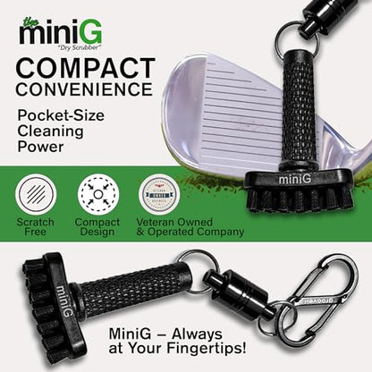 miniG by Grooveit, Golf's #1 Brush, The Dry Scrubber Golf Club Brush, Compact Golf Club Cleaner with Detachable Magnet, Heavy-Duty Nylon Bristles, 3-Year Warranty, Used on All Pro Tours, Veteran Owned