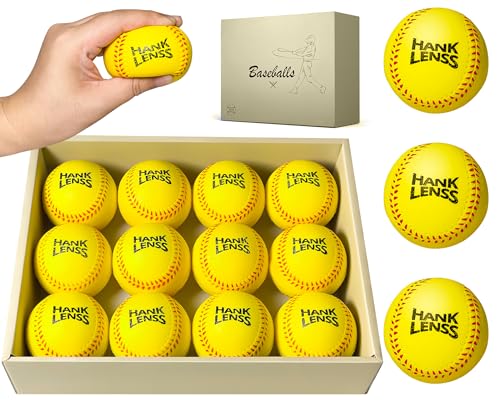 Soft Foam Baseballs for Kids - 12 Pack Practice Balls for Beginners - color: yellow