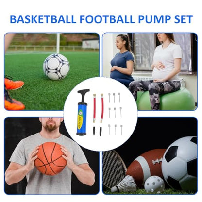 KESYOO 14-Piece Portable Mini Ball Pump Kit, Blue Manual Hand Inflator with Flexible Hose and Needles for Basketball Soccer Volleyball Sports