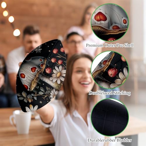 American Football, Official Size 11.9 x 7.3 Inch, Premium Composite Leather High-Grip Ball with Pro-Style Lacing, Unique Prints for Training, Games & Gifts - color: White Mushrooms