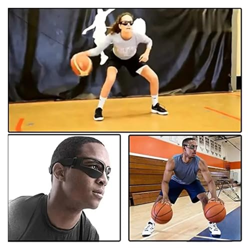 Dribbling Goggles Basketball 4PCS Comfortable Training Glasses - Lightweight PC Frame Enhance Ball Control Vision - color: Black