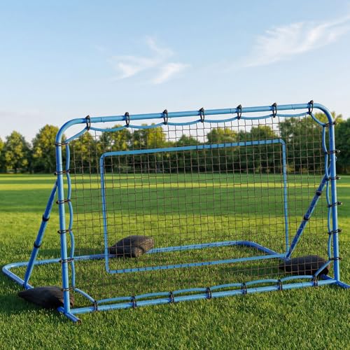 VEVOR Soccer Rebounder Net, Quick-Switch Angle Soccer Goal Rebounder for Control, Passing Practice, Heavy-Duty Iron Frame & PE Net, Easy Setup Ball Training Equipment for Teens&Adults - size: 7x4FT