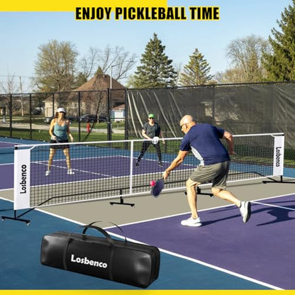 Losbenco Pickleball Net with Wheels Court Lines, Metal Frame & Regulation Size 22FT, 6-in-1 Adjustable Portable Net for Playing Pickleball, Tennis, Volleyball & Soccer Backyard Games