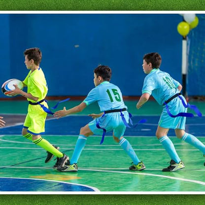 Hungdao 10/12 Players Flag Football Belts and Flags Adjustable Football Belts for Kids Teens Adults Team Training Sport Event - color: Blue