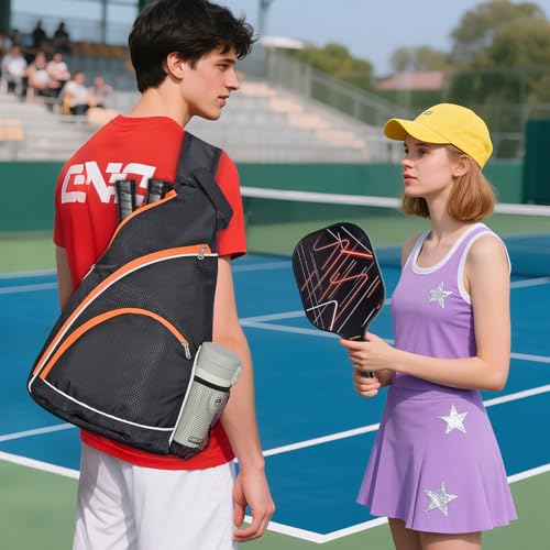 Pickleball Paddles Set of 2 with 4 Indoor/Outdoor Balls & Backpack - Lightweight Fiberglass Surface, Polypropylene Honeycomb Core for Enhanced Control and Power