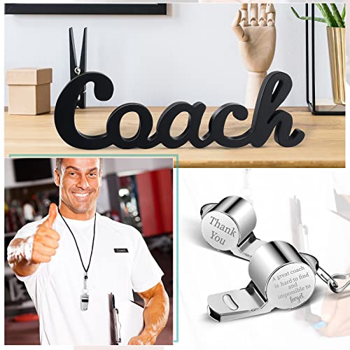 Yalikop 3 Pcs Coach Gifts Football Coach Wood Sign Thank You Whistle Marker Pen Stainless Steel Whistle with Rope for Men Women Soccer Baseball Volleyball Sports Gifts - style: Elegant Style