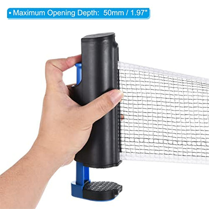 PATIKIL Retractable Ping Pong Net for Any Table, Portable Table Tennis Net and Post Equipment Up to 2 inch for Family