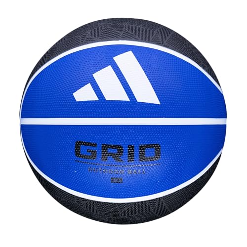 adidas | Grid | Recreational Rubber Basketball | Durable for Outdoor & Indoor Play - color: Black/Royal, size: Size 6 (28.5")