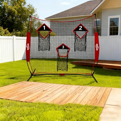 Kapler Football Throwing Target Net- 6 X 6 FT Throw Net with 3 Targets Zone - Protable Quarterback Accuracy Improving for Youth and Adults Backyard Drills - Includes Carry Bag