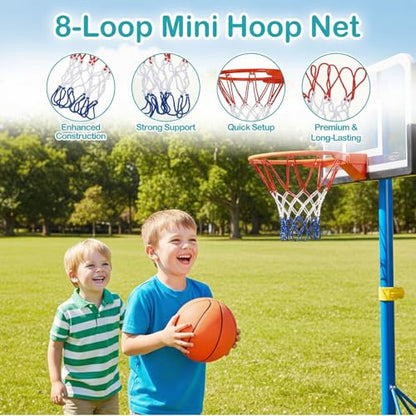 2Pack 8 Loops Mini Basketball Net Replacement, Heavy-Duty Nylon Little Small Basketball Net for Indoor Door Room Walls 8"-10.25" Hoop