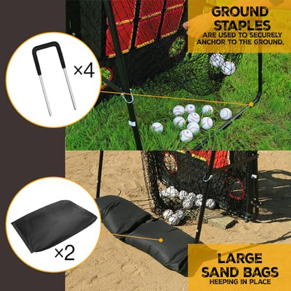Baseball Pitching Net with Strike Zone Target for Training | Pitchers Practice Net for Baseball & Softball Throwing Net Rebounder - style: Yellow