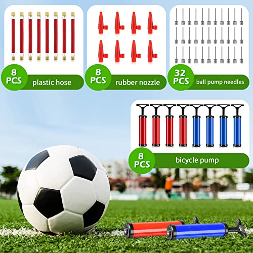 Chumia 8 Sets Ball Pumps Air Pump Bulk for Balls with Needle, Nozzle, Extension Hose Sports Ball Tool for Soccer Basketball Football Volleyball - color: Blue, Red