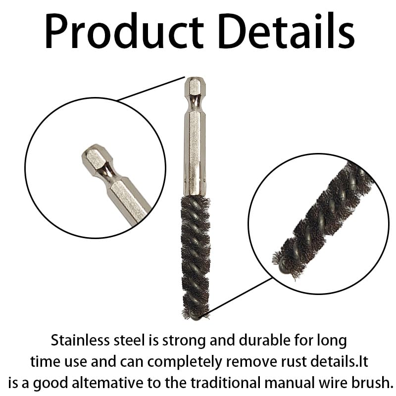 6 Pcs Golf Clubs Head Hosel Brush, Silver Golf Club Cleaner Brush Stainless Steel Wire Bore Brush Hex Shank Handle Electric Drill Wire Brush for Wood and Iron