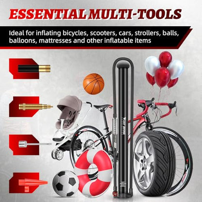 WEST Biking Updated Bike Pump with Gauge, High Pressure 260Psi, Bicycle Floor Pump Inflator for Road Bike MTB