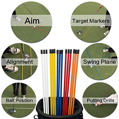 Golf Alignment Sticks 43 Inches Value 5-Pack with Premium Cover, Training Rods Essential Aiming Stick for Perfect Swing & Accurate Aiming & Effective Practice Guide - style: 5 Pcs in White