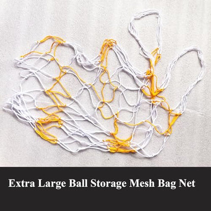 Extra Large Ball Storage Mesh Bag Net for Kids Sports Basketball Football Holding Soccer Volleyball Playground Balls Carrying, Heavy Duty Nylon, 31" Inches Long, Yellow and White