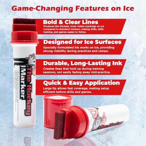 The Hockey Marker Ice Marker for Hockey Rink and Training - Line Marker for Center and Skill Lines, Designed for Ice Practice and Training Drills, Used by Coaches and Goalies - Red
