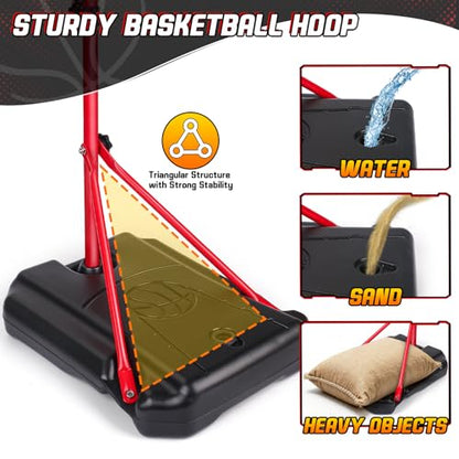 Basketball Hoop for Kids 3 4 5 6 7 8 Years Old, Electronic Basketball Goal with Adjustable Stand, 7 LED Lights & Scoreboard, Indoor Outdoor Sports Toy, Birthday for Kids Boys Ages 3-12
