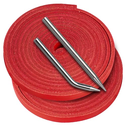 Baseball Glove Lace, Mitt Lace Repair Kit Softball 2 Leather Laces and 2 Lacing Needles for Catcher's Glove - color: Red