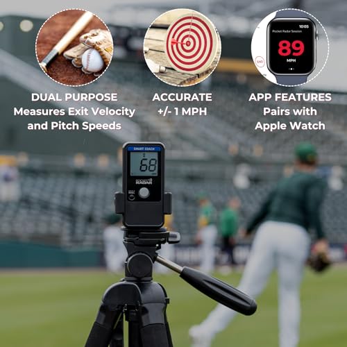 Pocket Radar Smart Coach Speed Gun for Baseball, Softball, Cricket - Accurate Pitching & Sports Speed Measurement, Portable Baseball Radar Gun Compatible with Pocket Radar App (iOS/Android)